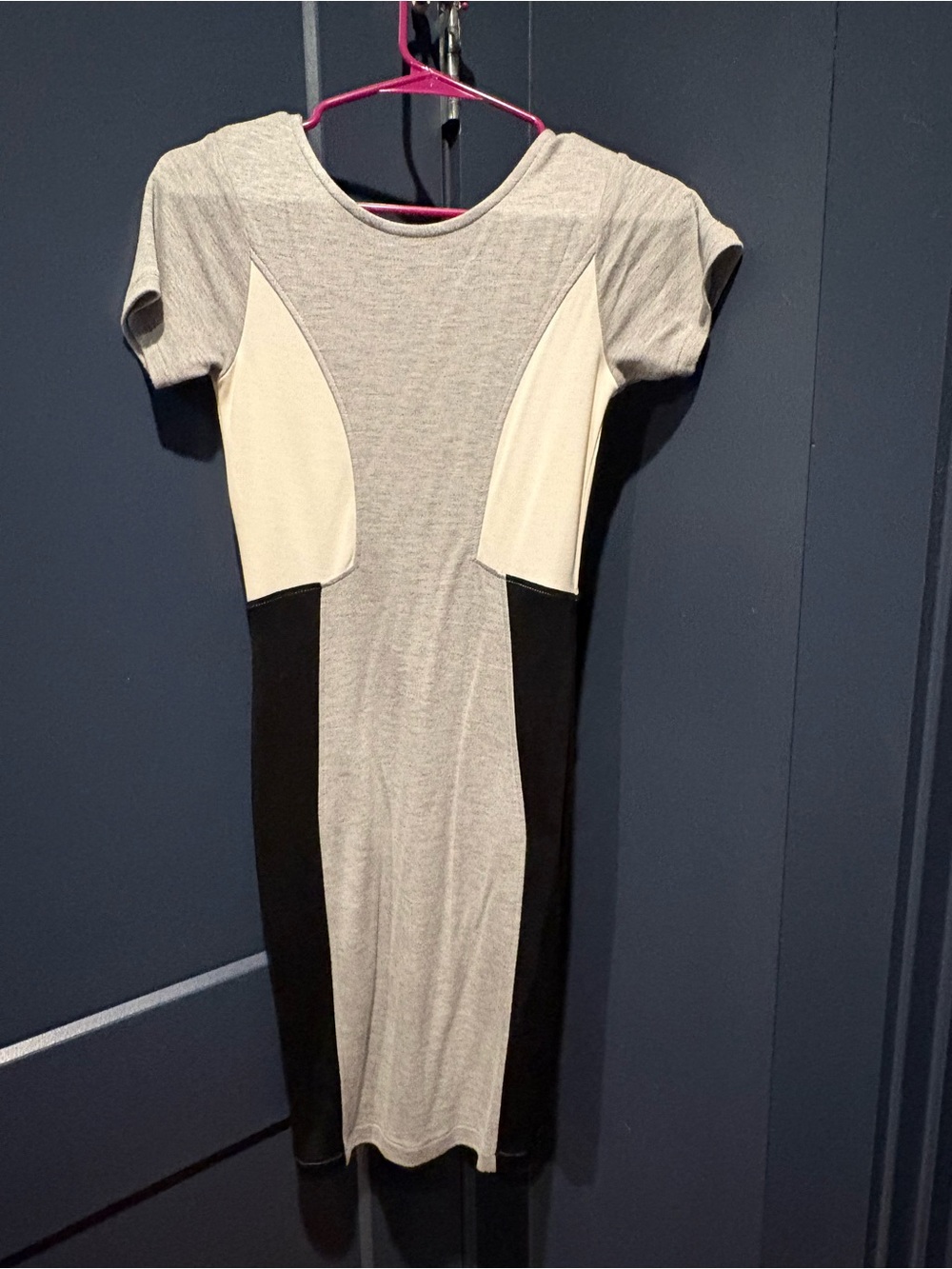 NWOT French Connection Colorblock Bodycon - white, gray, navy